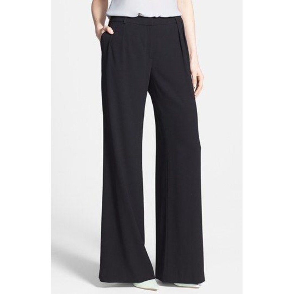 Chelsea28 Black Wide Leg Pleated Dress Casual Pants Size 4‎